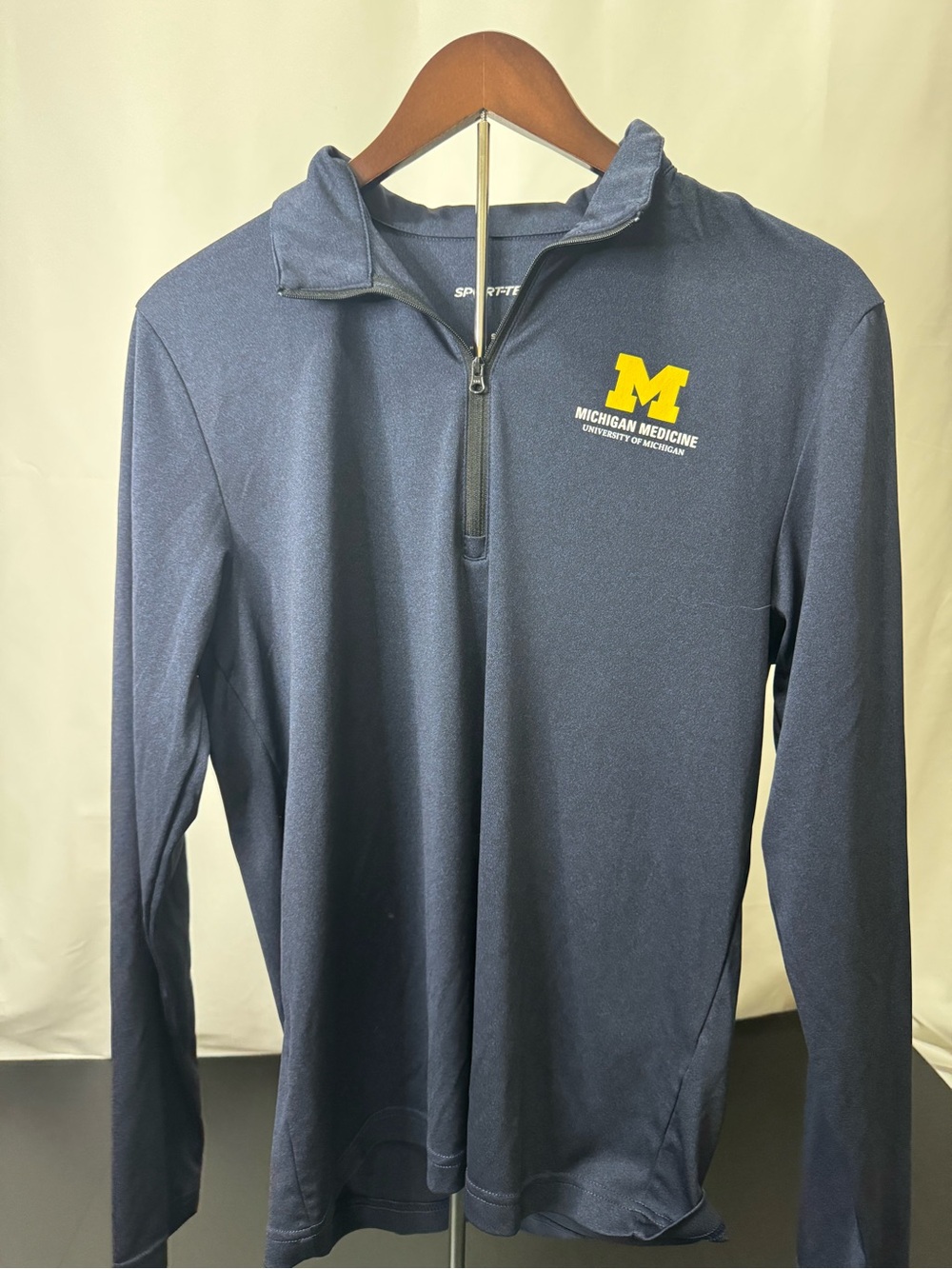 Sport-Tek Navy Performance Quarter-Zip with Yellow Michigan womanM